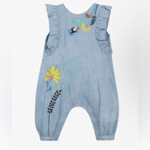 Catimini Paris Baby Girl's Lightweight Denim‎ Jumpsuit 12 months lyocell toucan